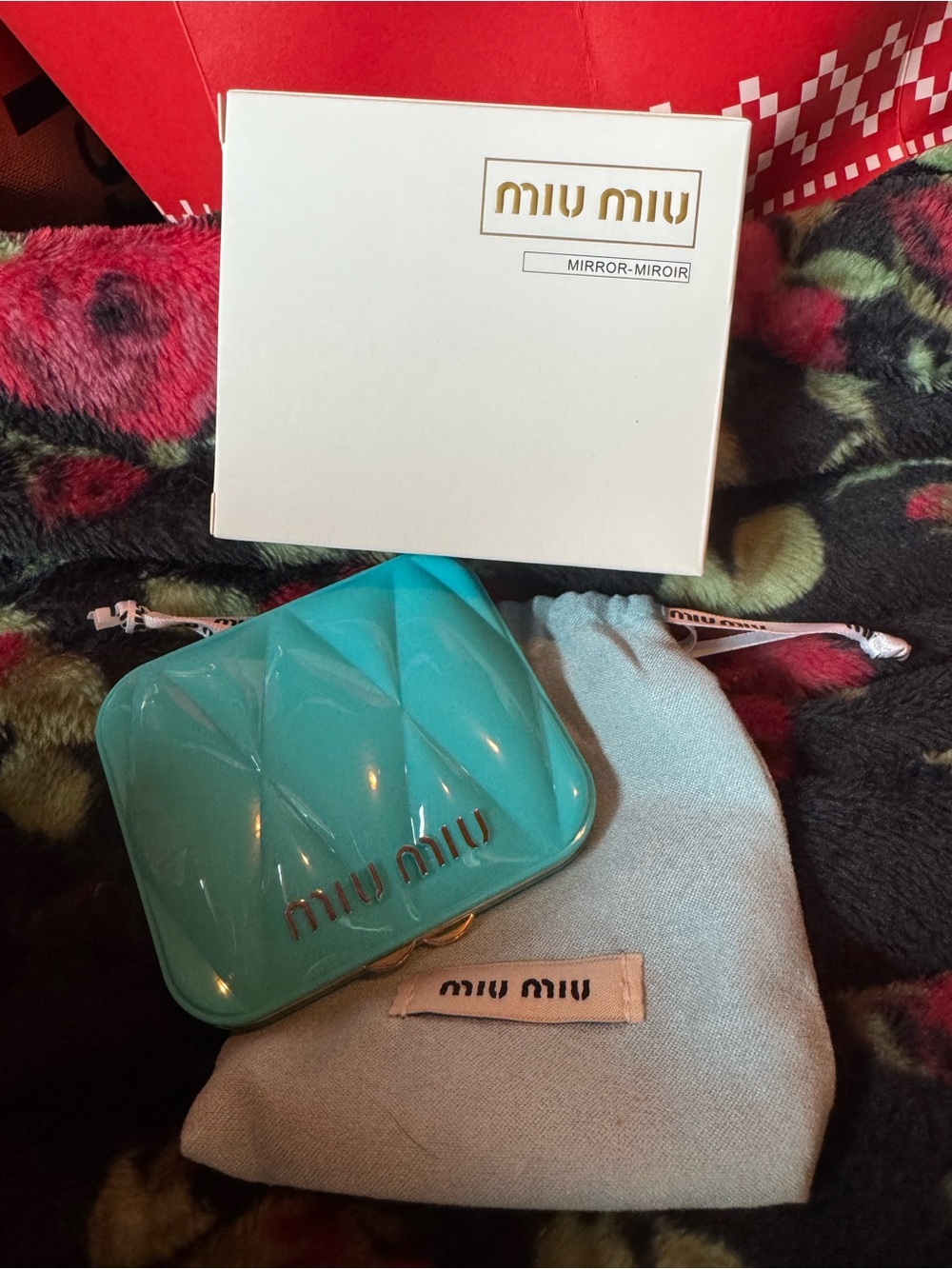 Miu Miu Turquoise Compact Mirror NIB